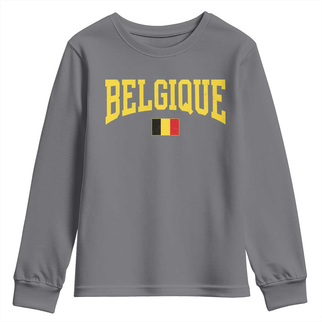 Belgium Belgique Throwback Design Vintage Belgian Flag Jersey Style Youth Sweatshirt
