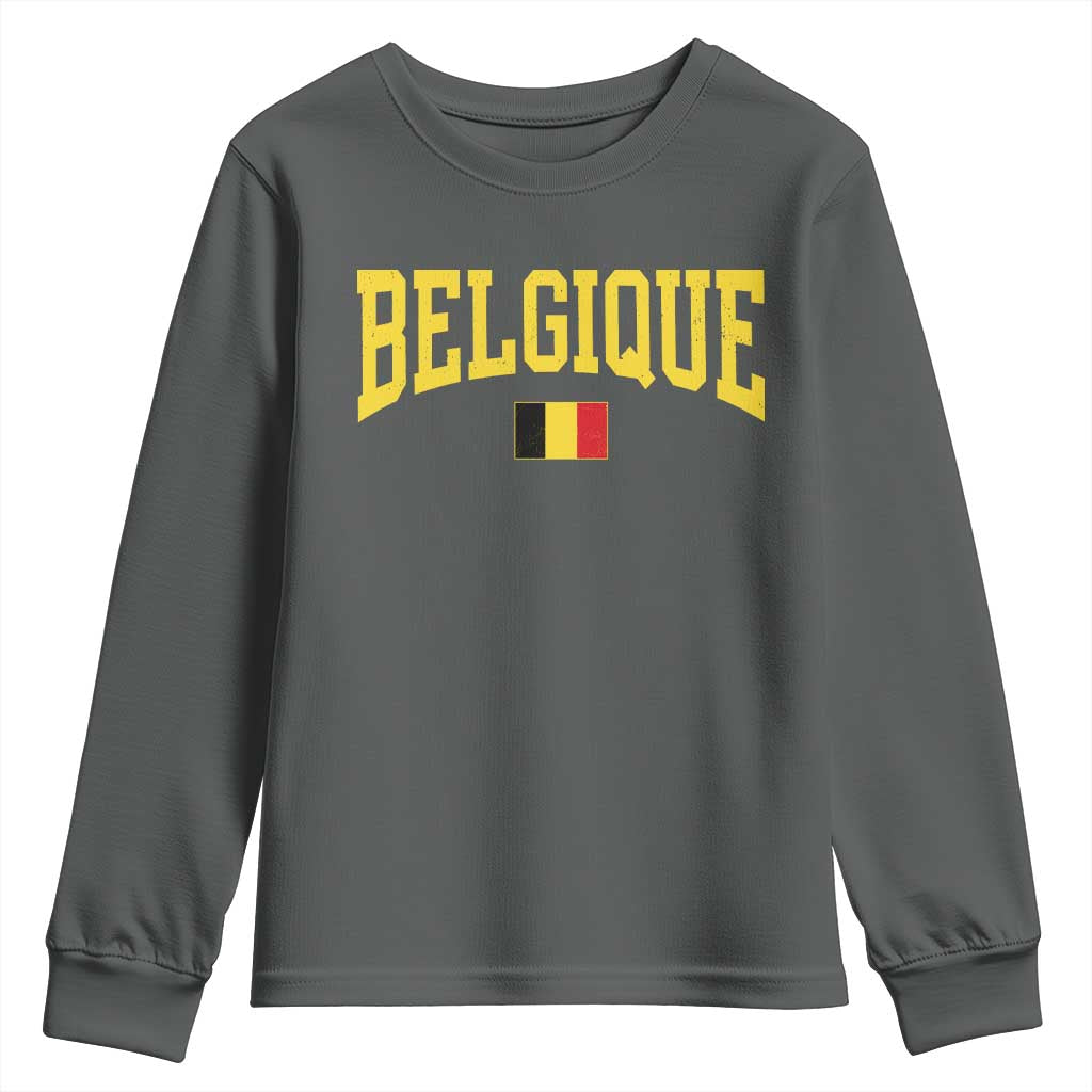 Belgium Belgique Throwback Design Vintage Belgian Flag Jersey Style Youth Sweatshirt