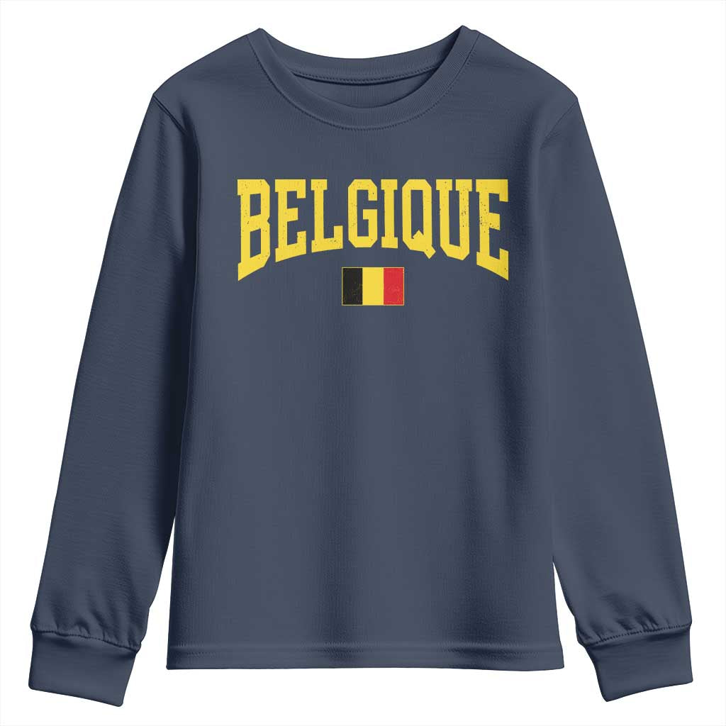 Belgium Belgique Throwback Design Vintage Belgian Flag Jersey Style Youth Sweatshirt