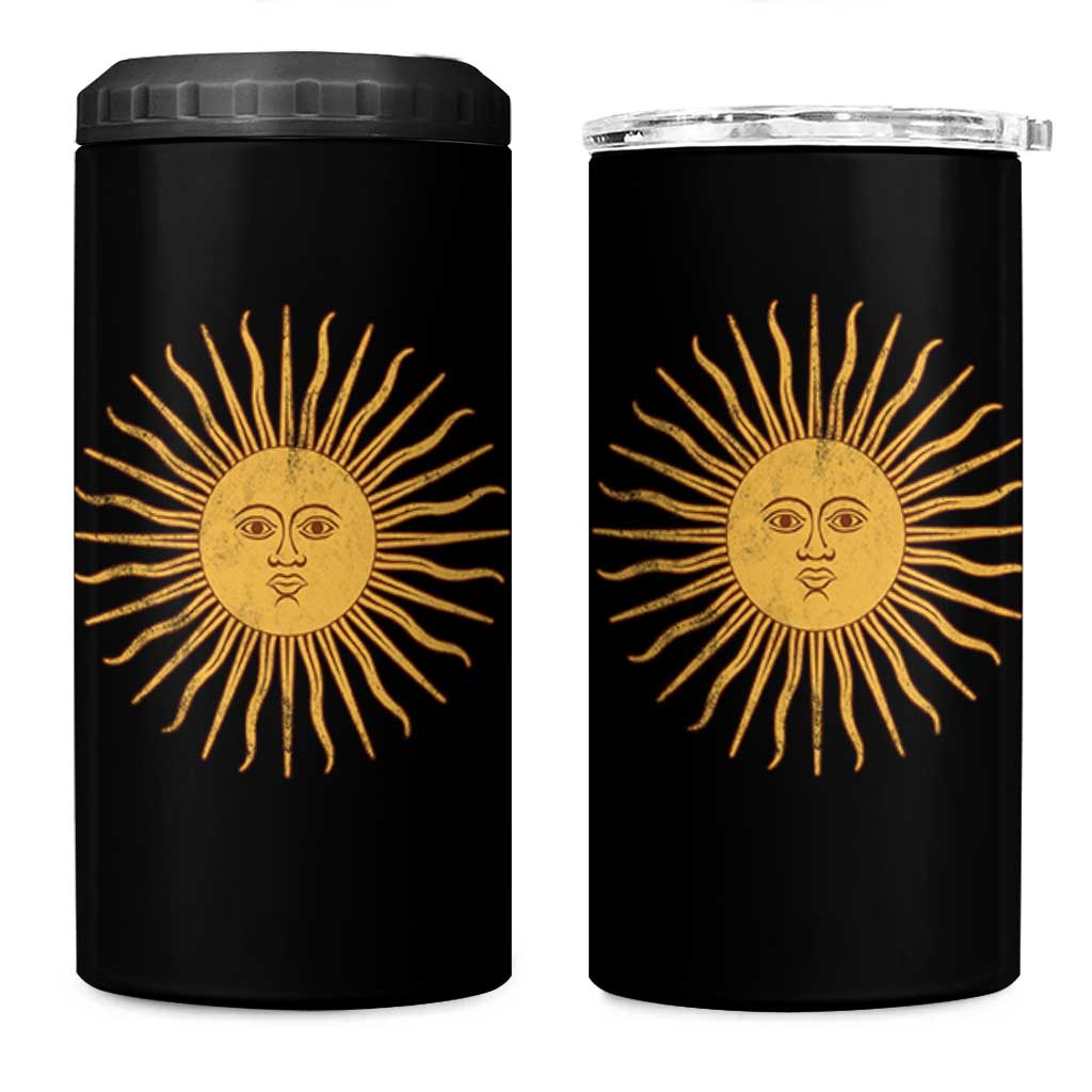 Argentina Sol De Mayo Vintage Argentinian Sun Throwback Design 4 in 1 Can Cooler Tumbler