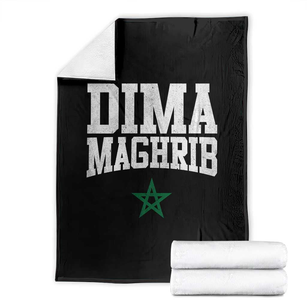 Moroccan Dima Maghrib Flag of Morocco Vintage Green Star Patriotic Throw Blanket