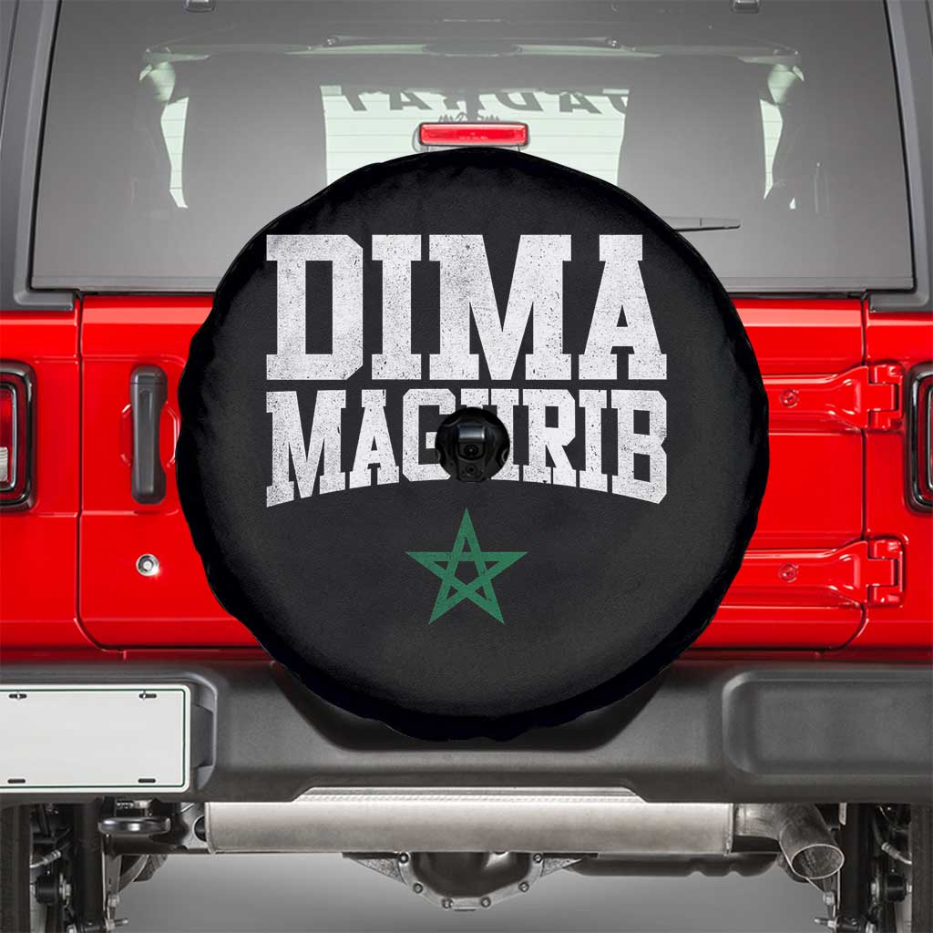 Moroccan Dima Maghrib Flag of Morocco Vintage Green Star Patriotic Spare Tire Cover