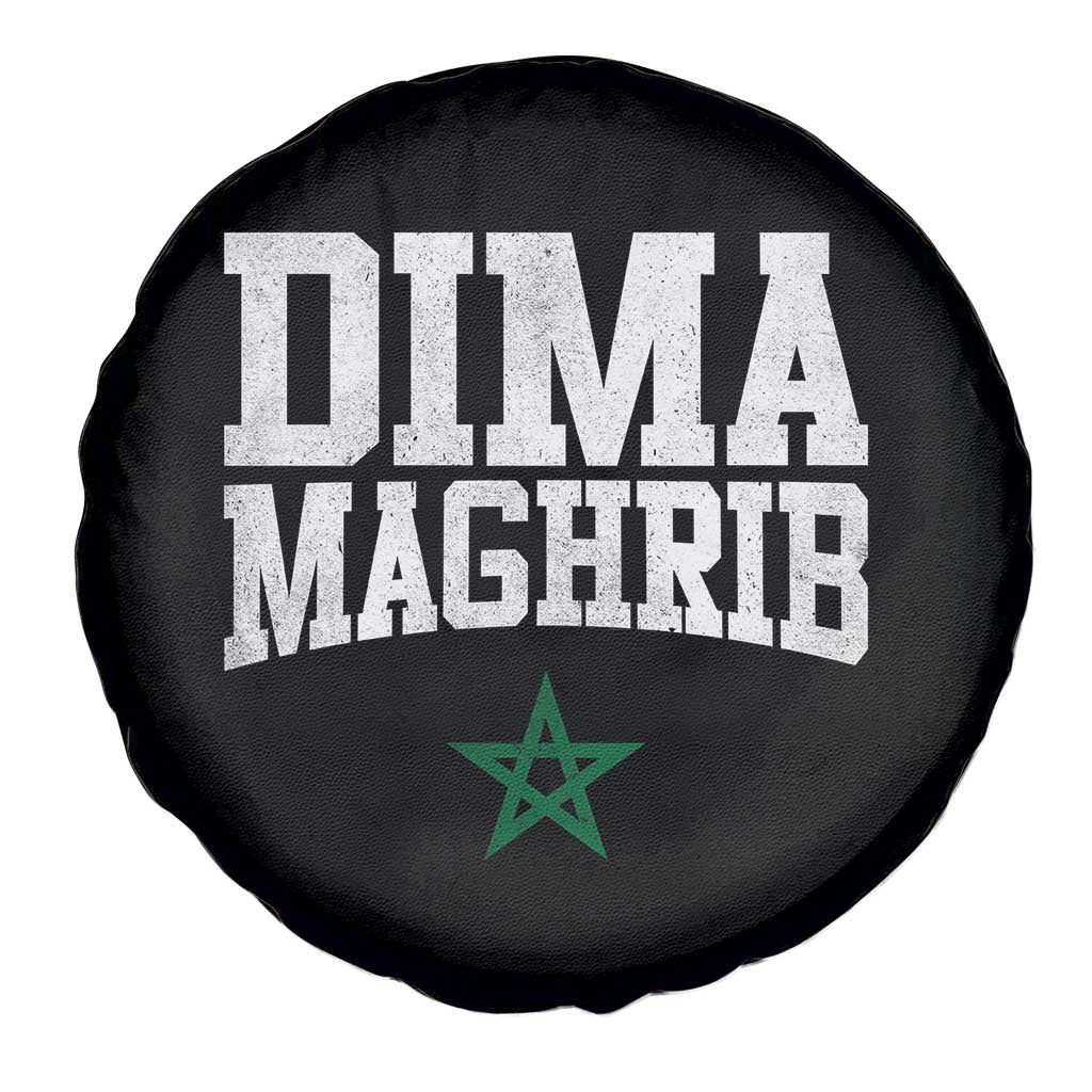 Moroccan Dima Maghrib Flag of Morocco Vintage Green Star Patriotic Spare Tire Cover