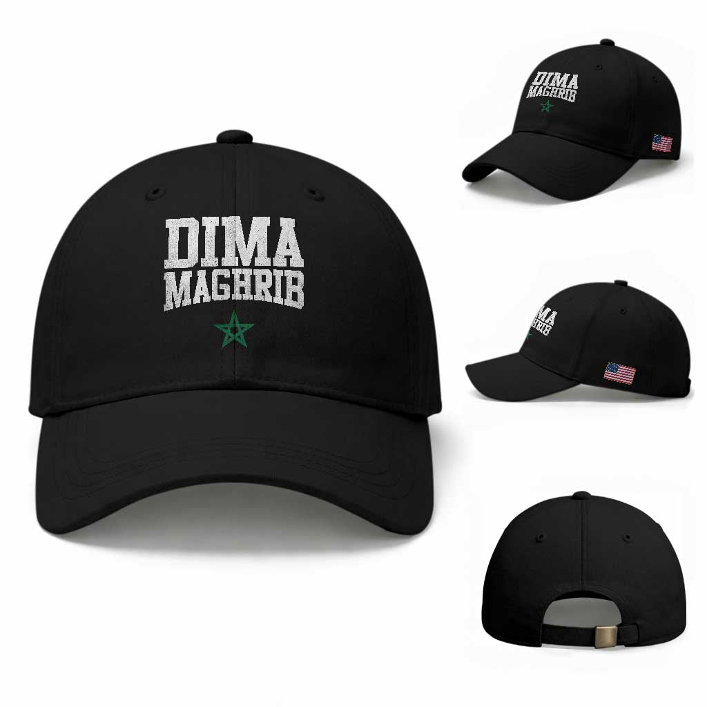 Moroccan Dima Maghrib Flag of Morocco Vintage Green Star Patriotic Baseball Cap