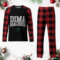 Moroccan Dima Maghrib Flag of Morocco Vintage Green Star Patriotic Plaid Pajama Set