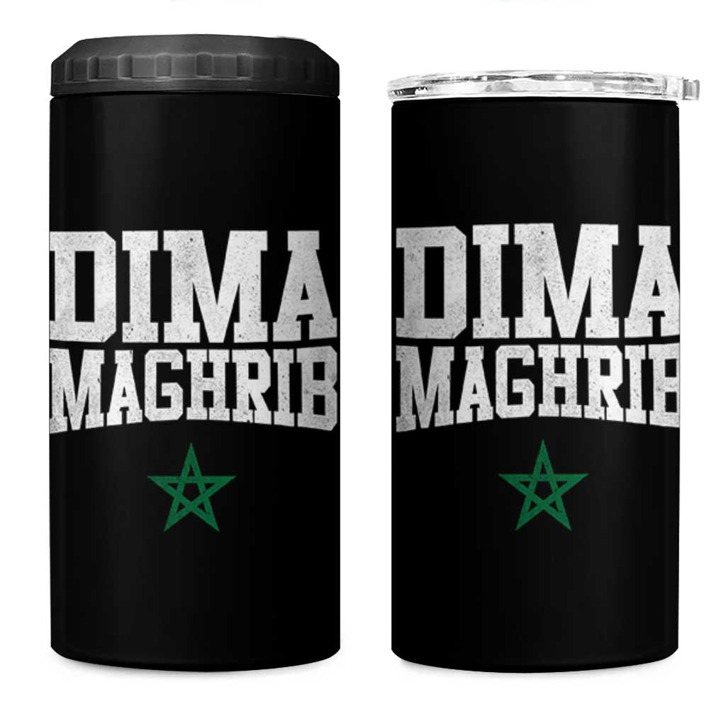 Moroccan Dima Maghrib Flag of Morocco Vintage Green Star Patriotic 4 in 1 Can Cooler Tumbler