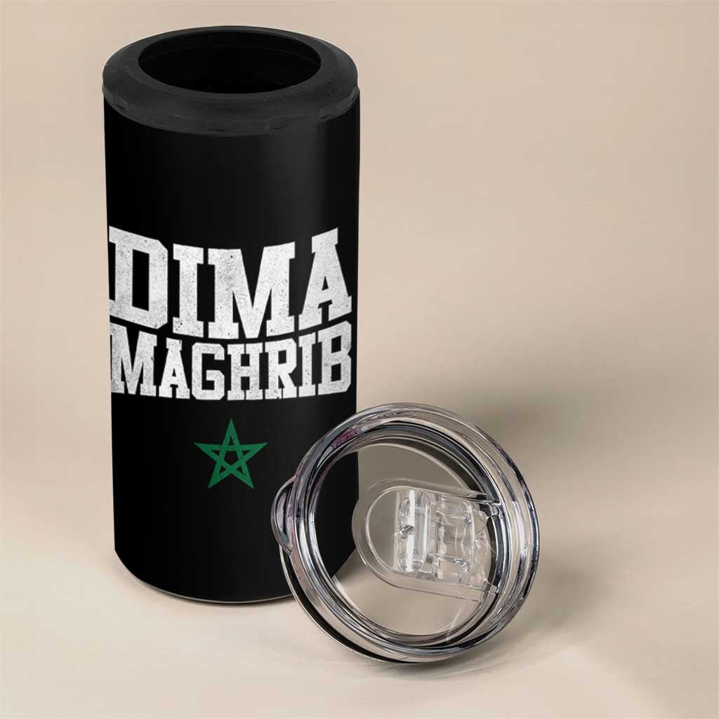 Moroccan Dima Maghrib Flag of Morocco Vintage Green Star Patriotic 4 in 1 Can Cooler Tumbler