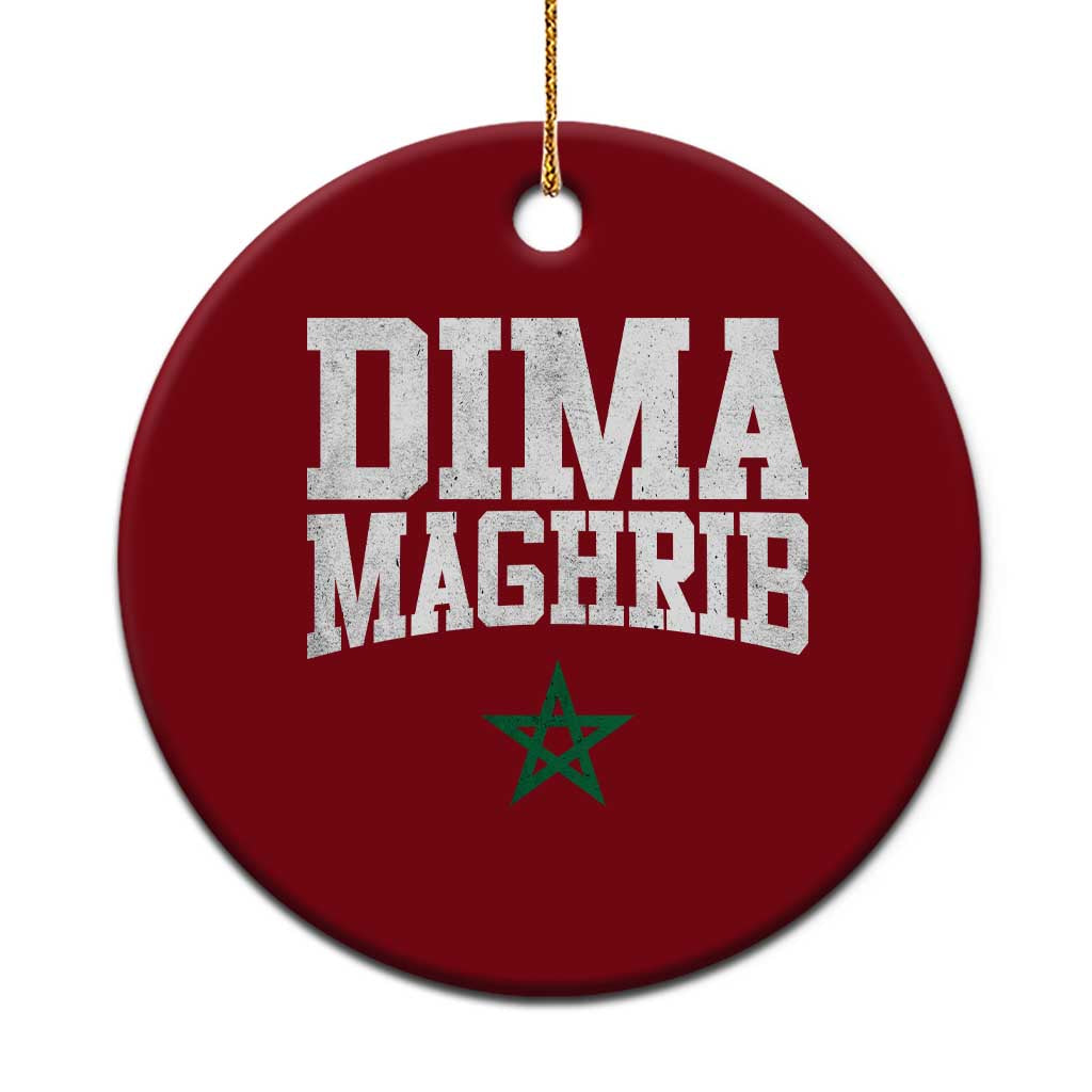 Moroccan Dima Maghrib Flag of Morocco Vintage Green Star Patriotic Ceramic Ornament