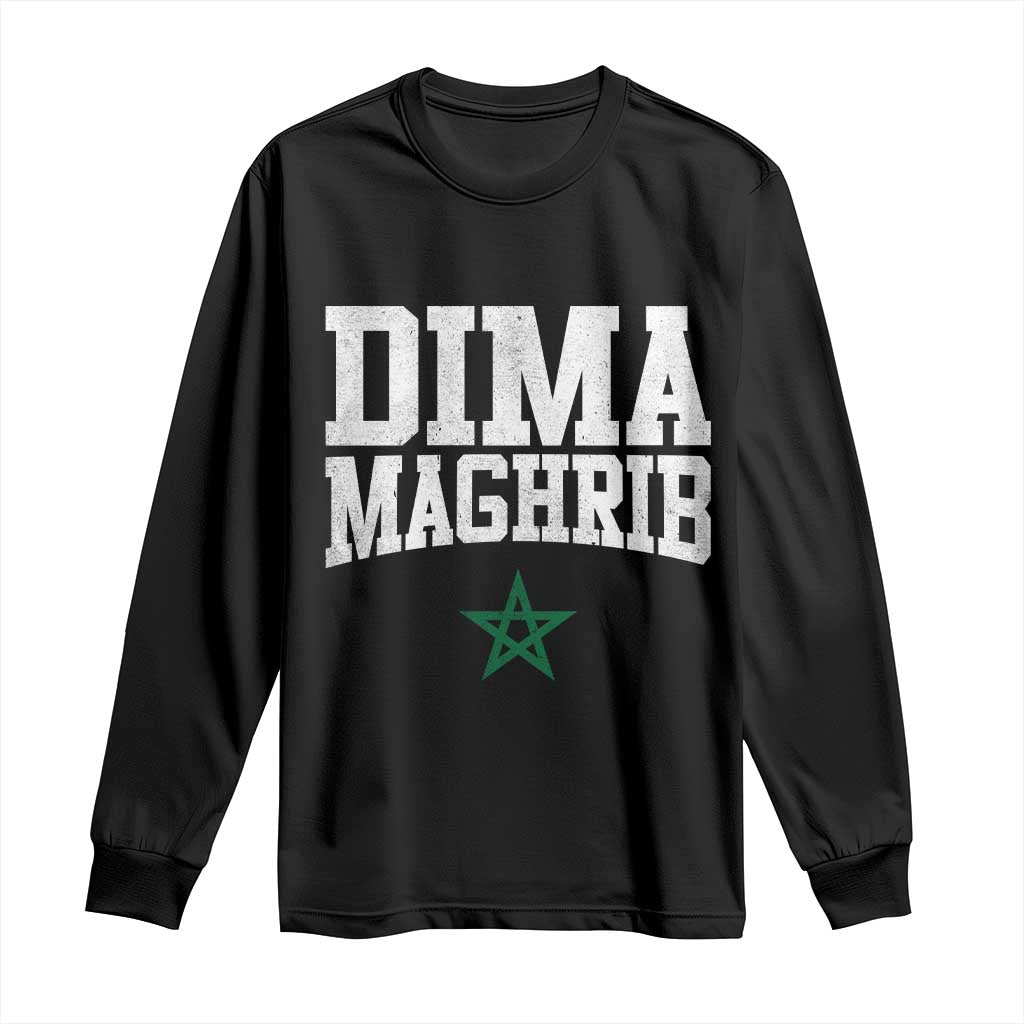 Moroccan Dima Maghrib Flag of Morocco Vintage Green Star Patriotic Long Sleeve Shirt