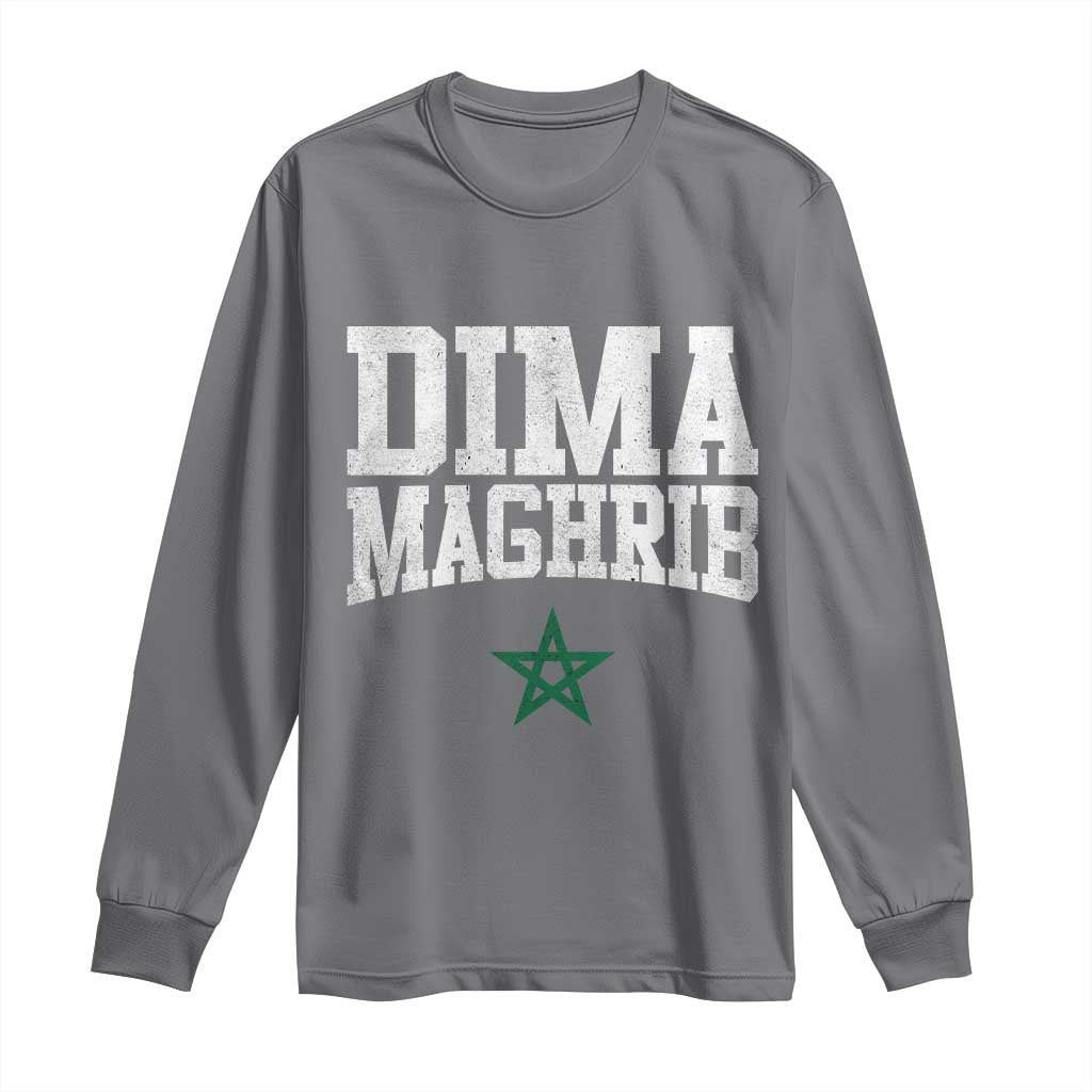 Moroccan Dima Maghrib Flag of Morocco Vintage Green Star Patriotic Long Sleeve Shirt