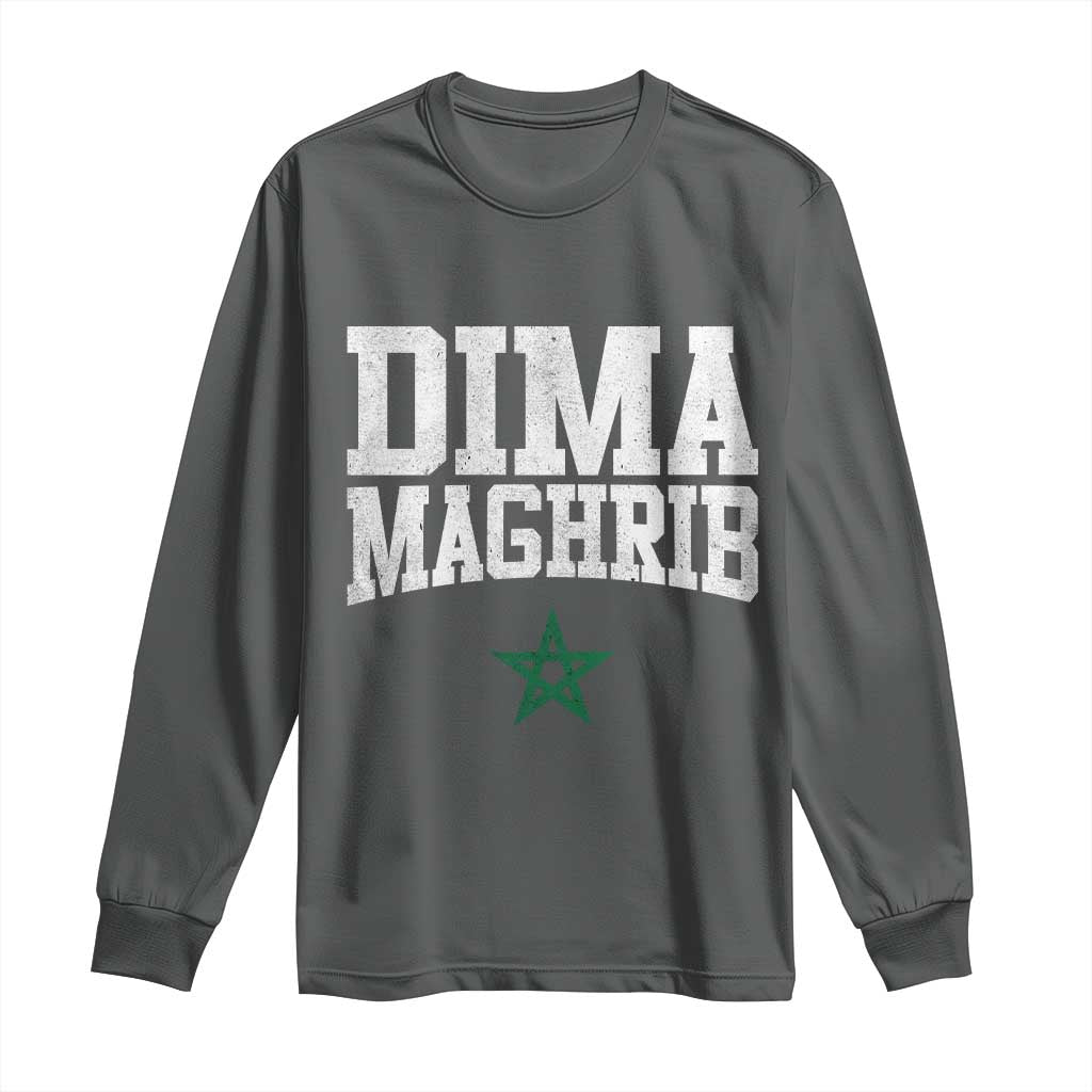 Moroccan Dima Maghrib Flag of Morocco Vintage Green Star Patriotic Long Sleeve Shirt