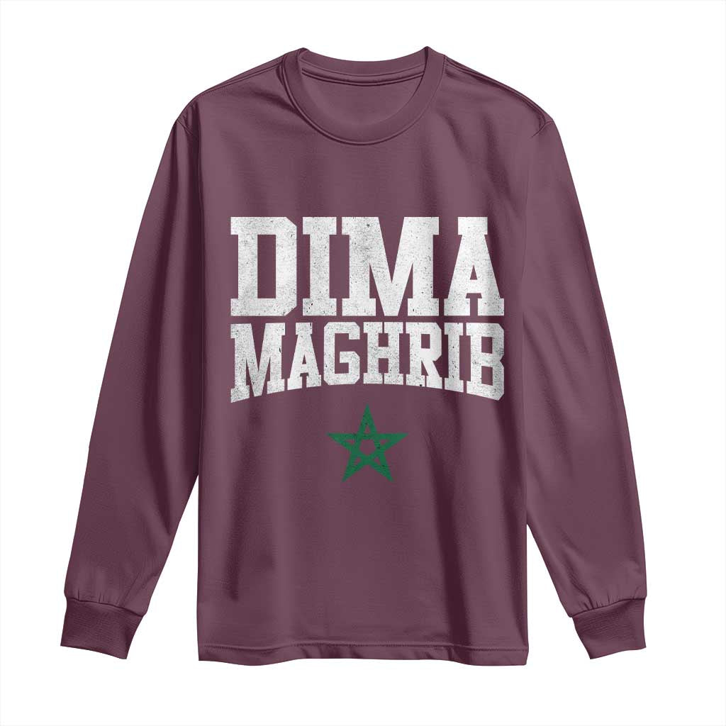 Moroccan Dima Maghrib Flag of Morocco Vintage Green Star Patriotic Long Sleeve Shirt