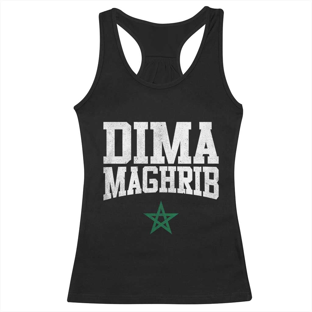 Moroccan Dima Maghrib Flag of Morocco Vintage Green Star Patriotic Racerback Tank Top