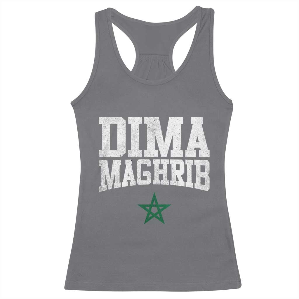 Moroccan Dima Maghrib Flag of Morocco Vintage Green Star Patriotic Racerback Tank Top