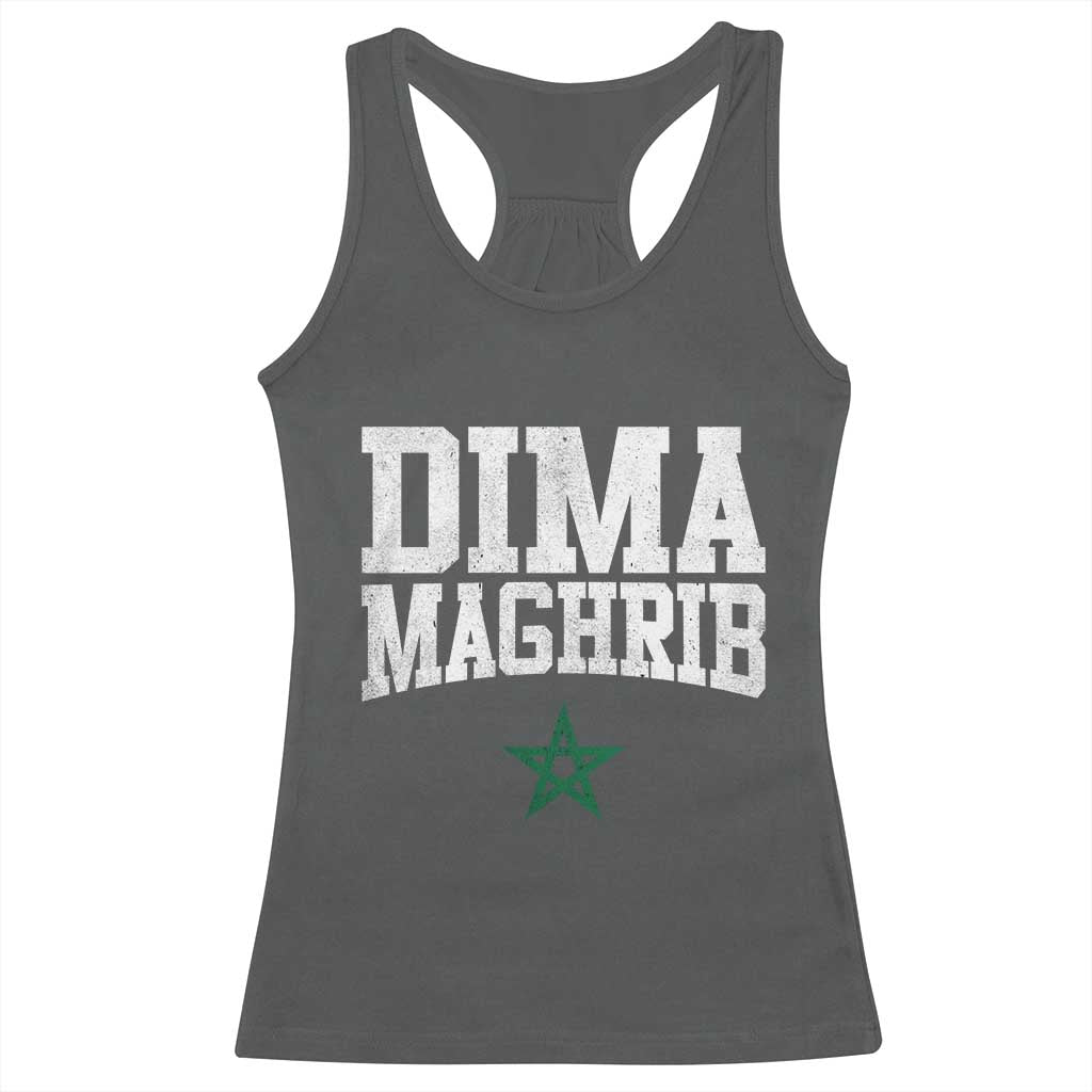 Moroccan Dima Maghrib Flag of Morocco Vintage Green Star Patriotic Racerback Tank Top