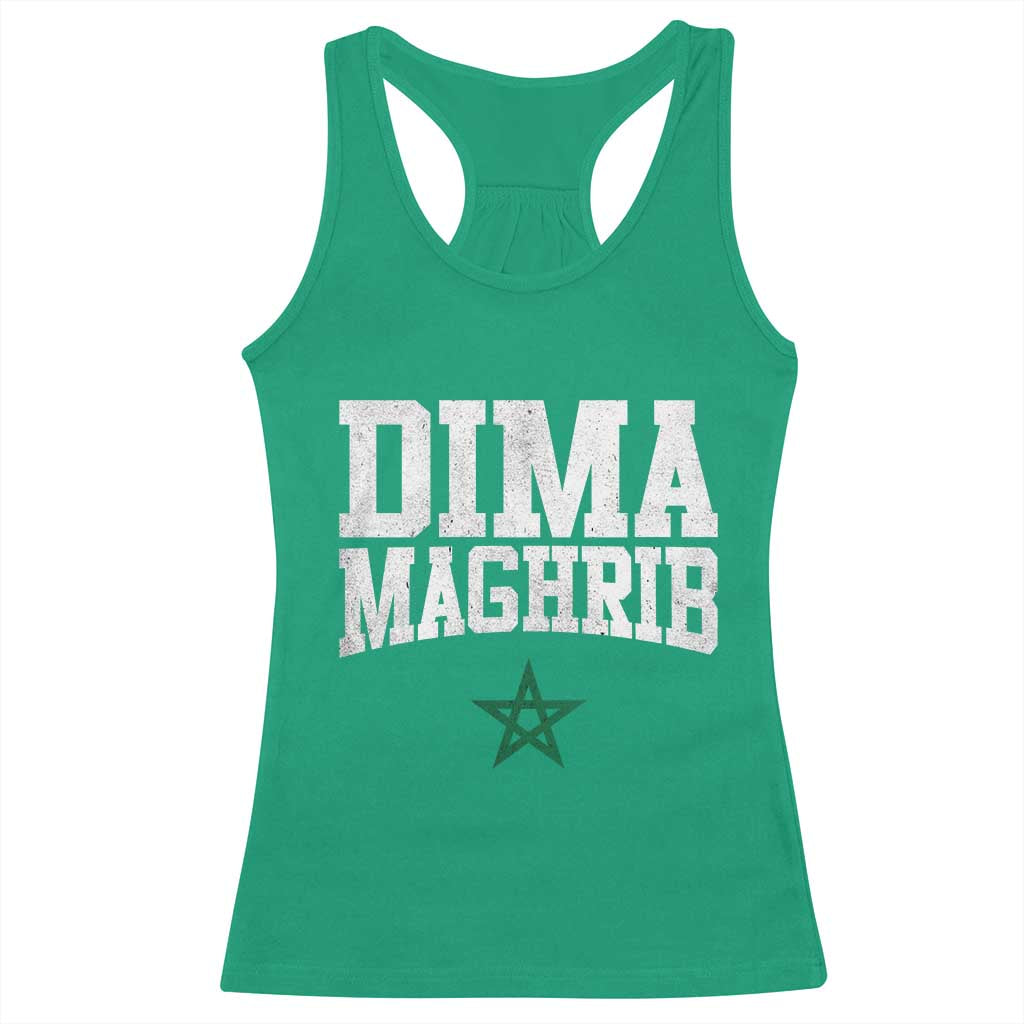 Moroccan Dima Maghrib Flag of Morocco Vintage Green Star Patriotic Racerback Tank Top