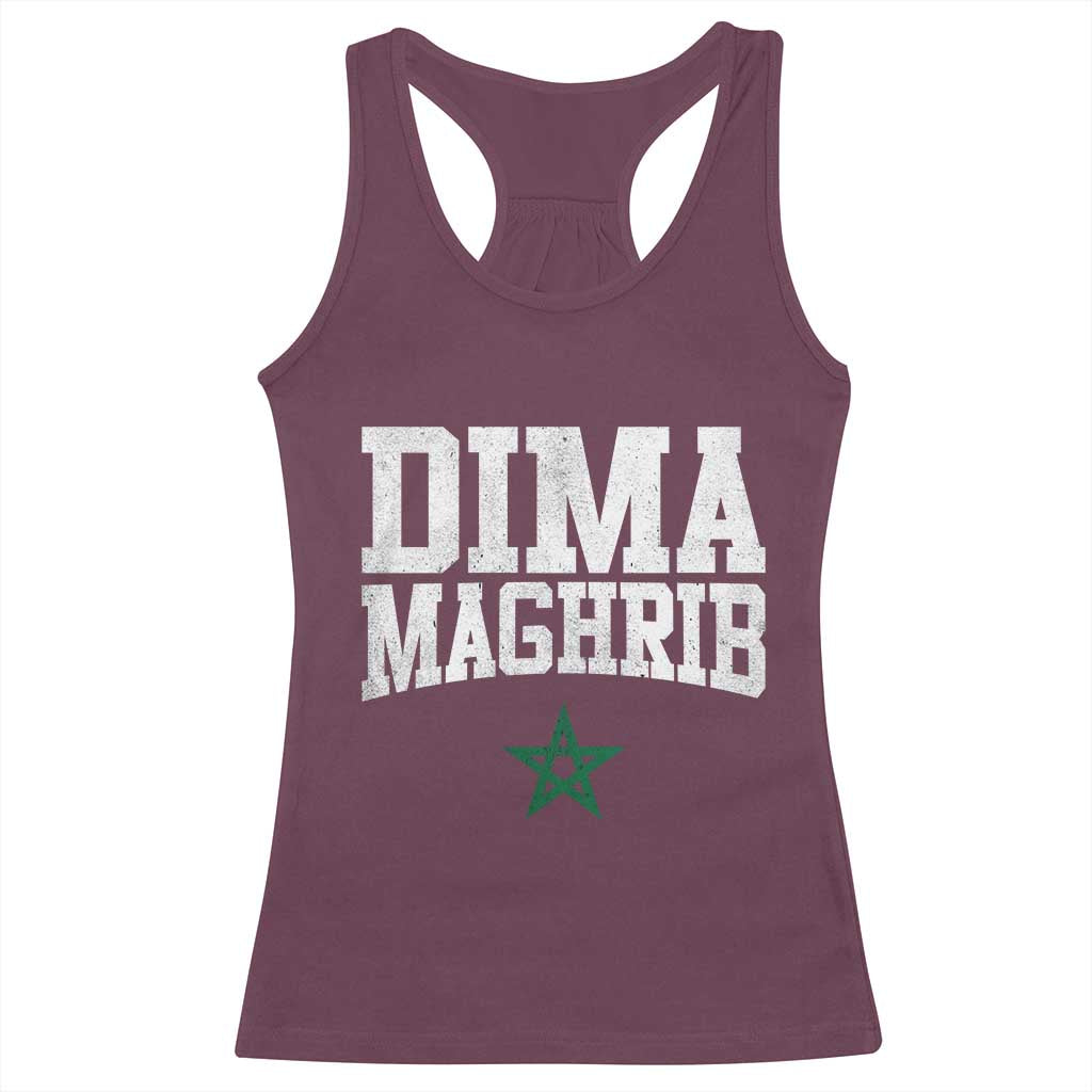 Moroccan Dima Maghrib Flag of Morocco Vintage Green Star Patriotic Racerback Tank Top