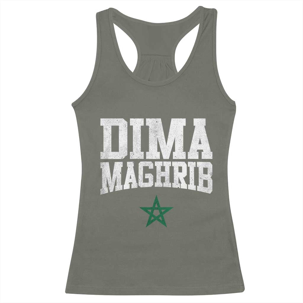 Moroccan Dima Maghrib Flag of Morocco Vintage Green Star Patriotic Racerback Tank Top
