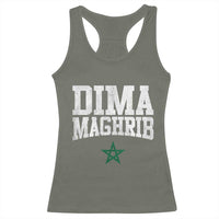 Moroccan Dima Maghrib Flag of Morocco Vintage Green Star Patriotic Racerback Tank Top
