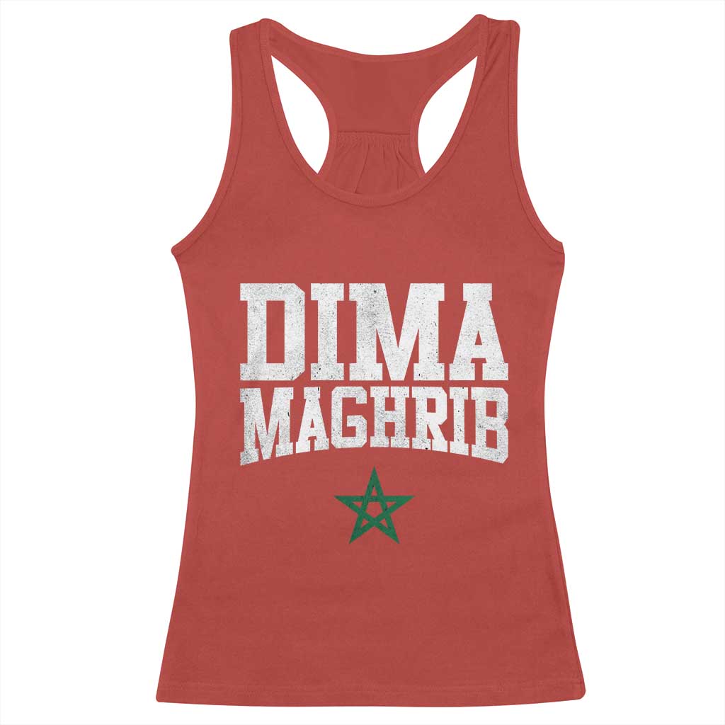 Moroccan Dima Maghrib Flag of Morocco Vintage Green Star Patriotic Racerback Tank Top