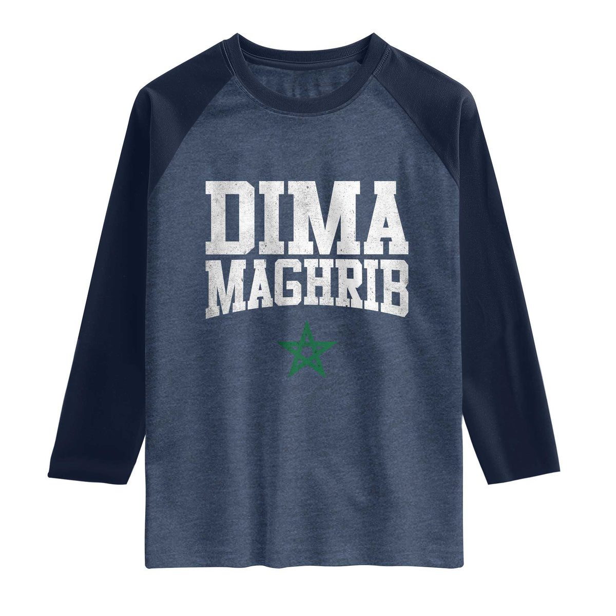 Moroccan Dima Maghrib Flag of Morocco Vintage Green Star Patriotic Raglan Shirt