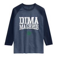 Moroccan Dima Maghrib Flag of Morocco Vintage Green Star Patriotic Raglan Shirt