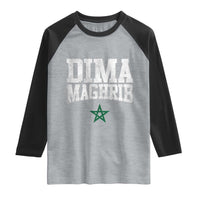 Moroccan Dima Maghrib Flag of Morocco Vintage Green Star Patriotic Raglan Shirt
