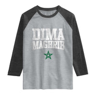 Moroccan Dima Maghrib Flag of Morocco Vintage Green Star Patriotic Raglan Shirt