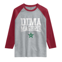 Moroccan Dima Maghrib Flag of Morocco Vintage Green Star Patriotic Raglan Shirt