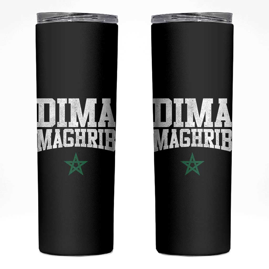 Moroccan Dima Maghrib Flag of Morocco Vintage Green Star Patriotic Skinny Tumbler