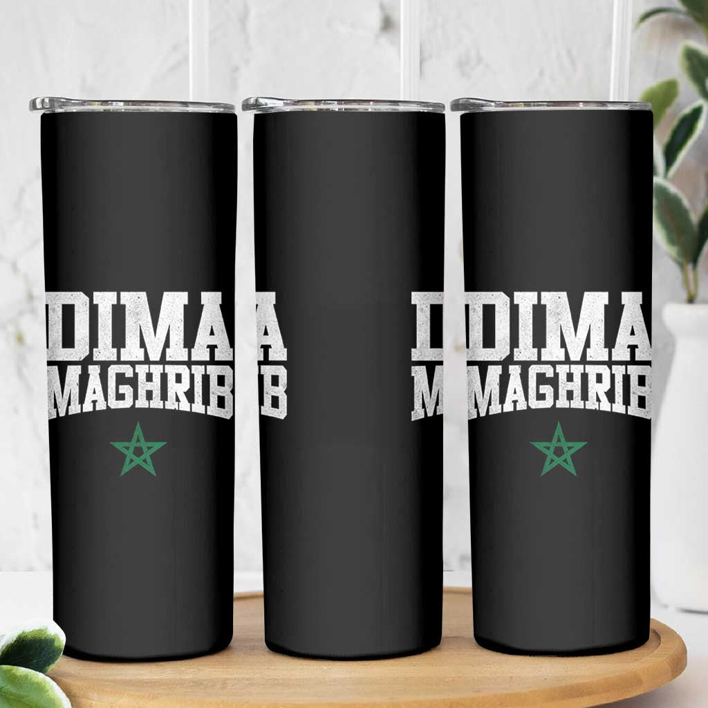 Moroccan Dima Maghrib Flag of Morocco Vintage Green Star Patriotic Skinny Tumbler