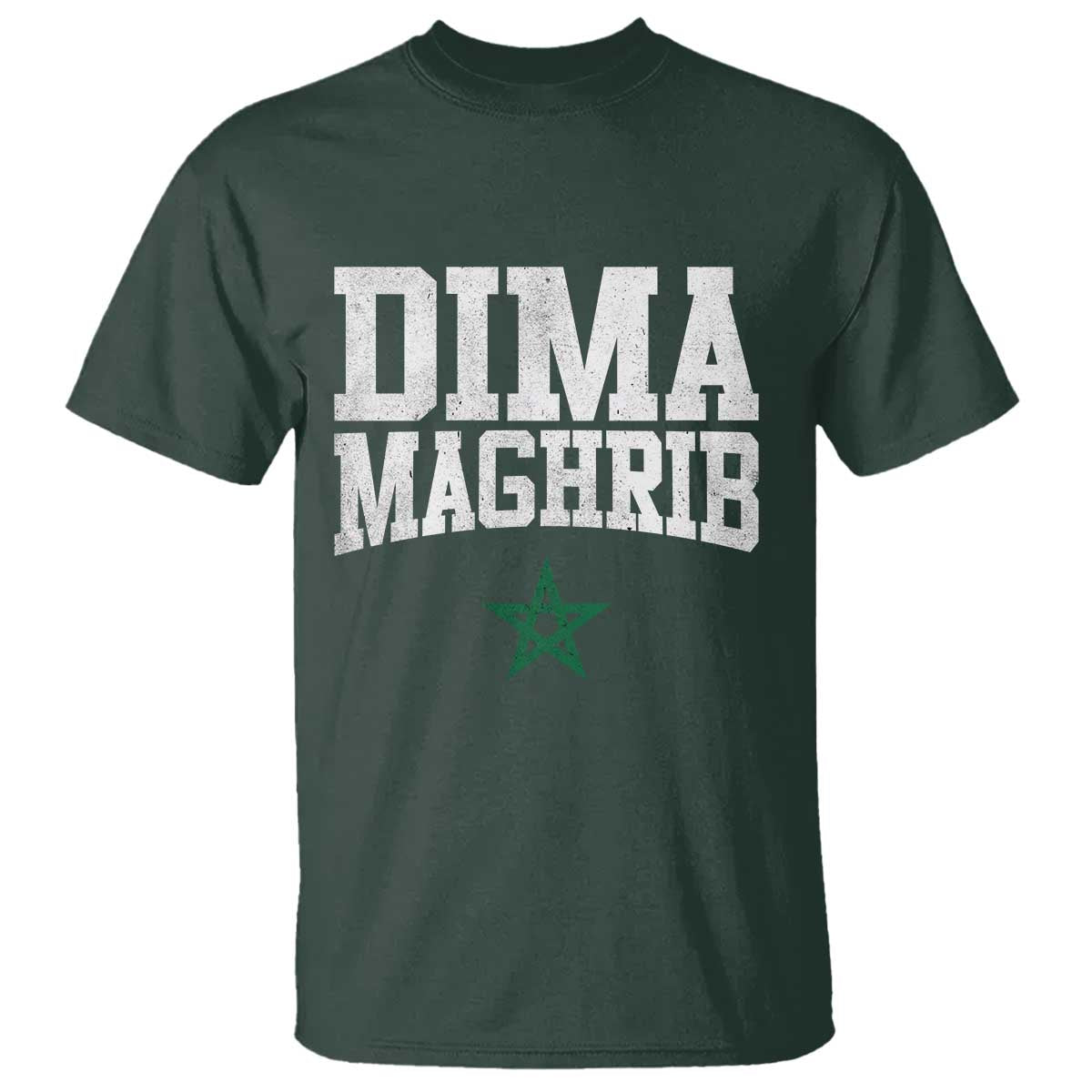 Moroccan Dima Maghrib Flag of Morocco Vintage Green Star Patriotic T Shirt