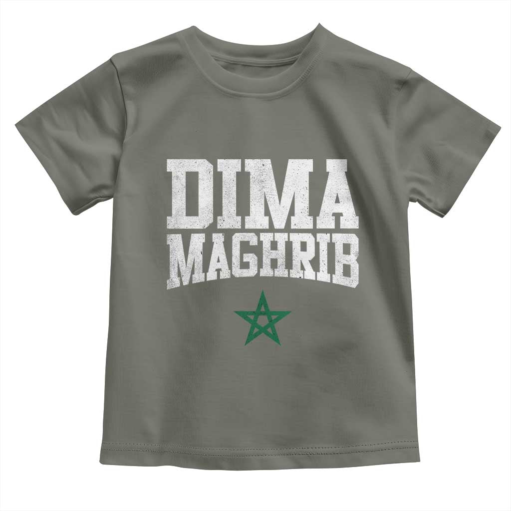 Moroccan Dima Maghrib Flag of Morocco Vintage Green Star Patriotic Toddler T Shirt