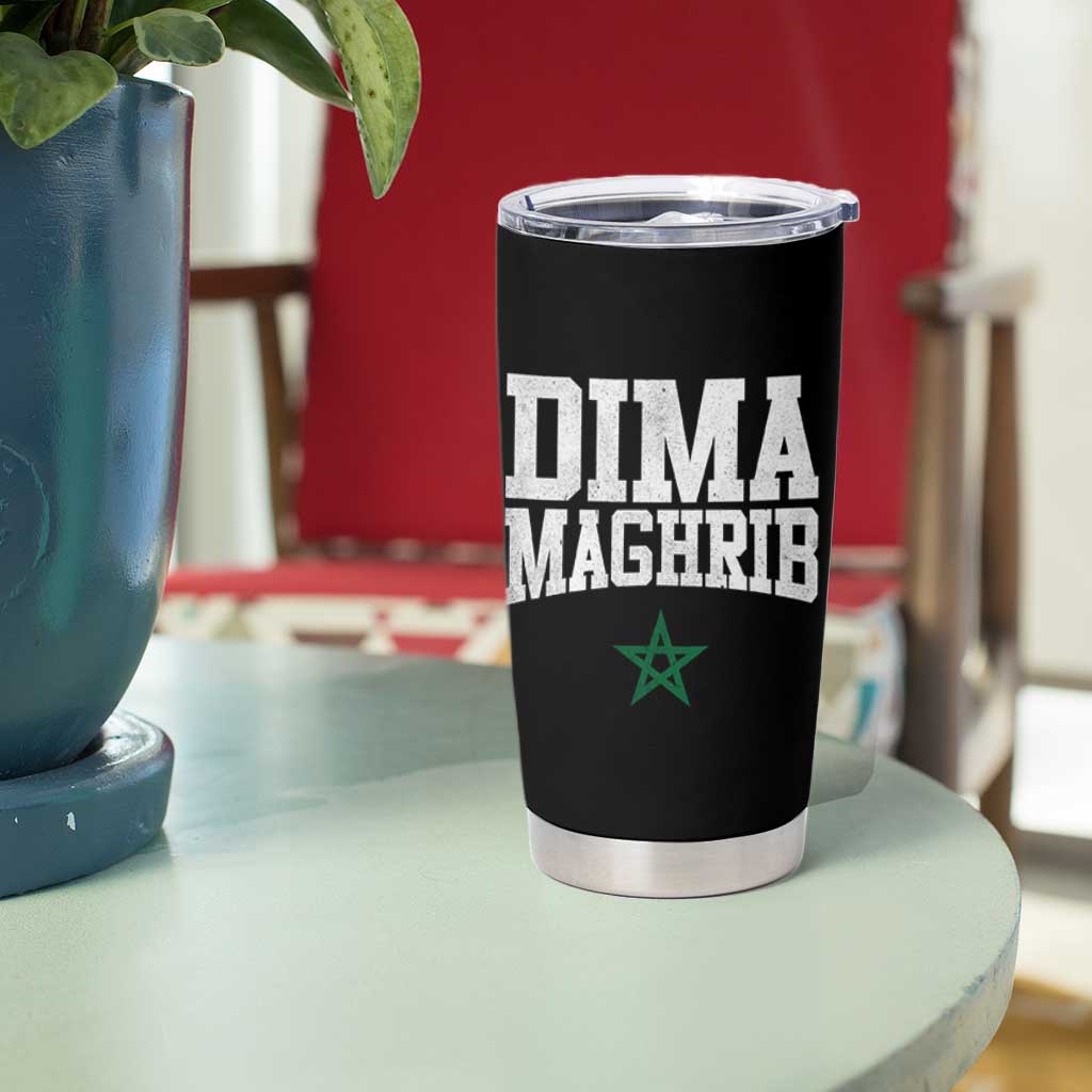 Moroccan Dima Maghrib Flag of Morocco Vintage Green Star Patriotic Tumbler Cup