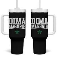 Moroccan Dima Maghrib Flag of Morocco Vintage Green Star Patriotic Tumbler With Handle