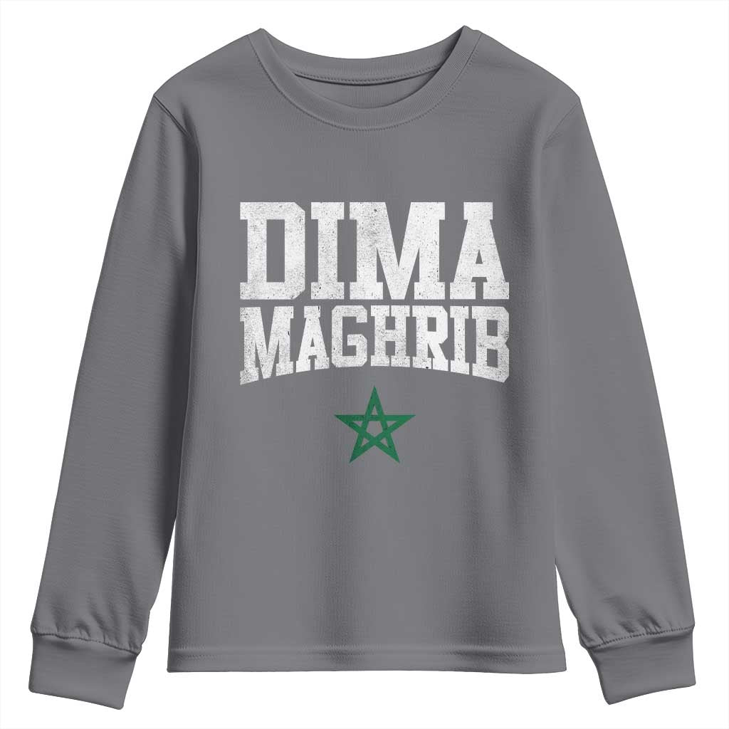 Moroccan Dima Maghrib Flag of Morocco Vintage Green Star Patriotic Youth Sweatshirt