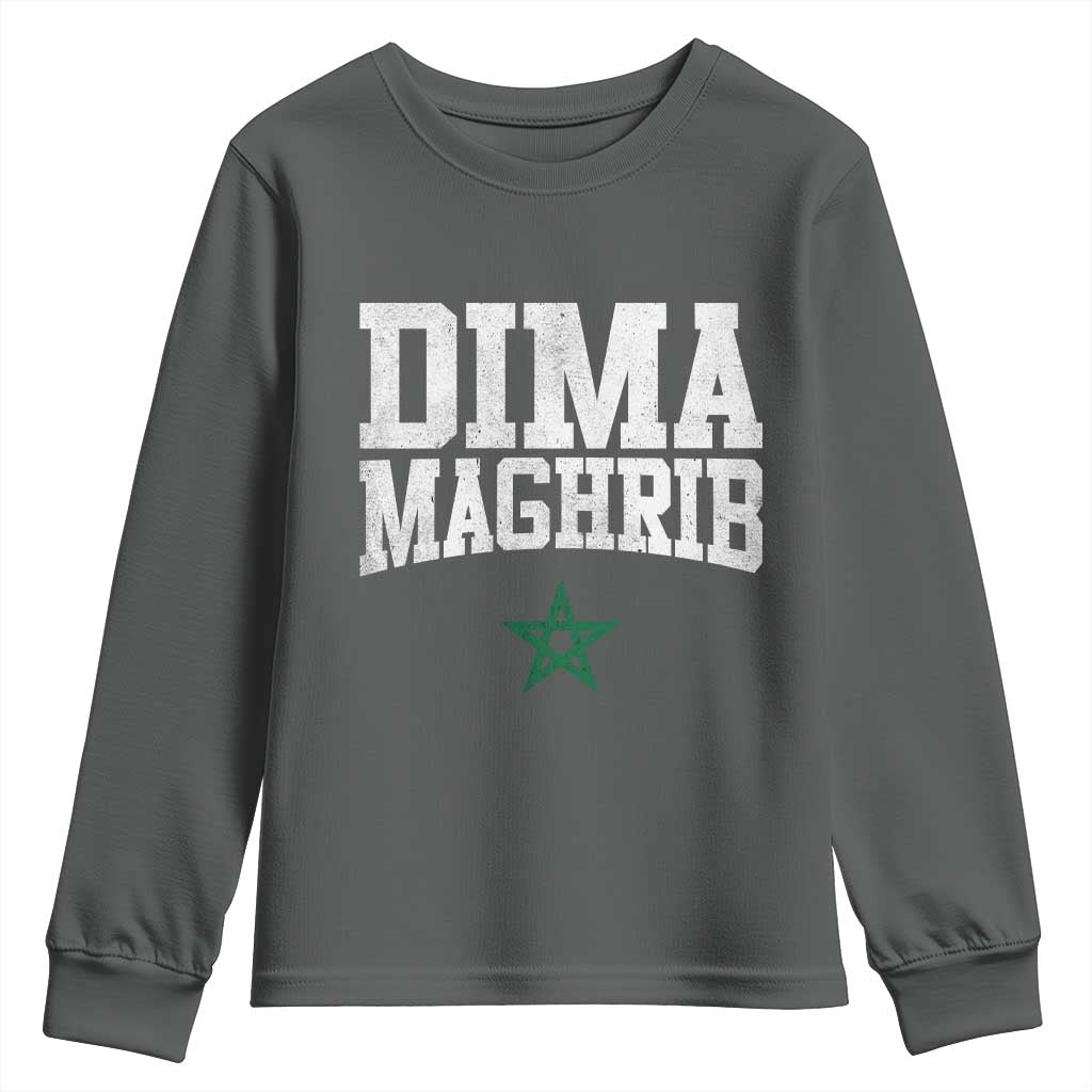 Moroccan Dima Maghrib Flag of Morocco Vintage Green Star Patriotic Youth Sweatshirt