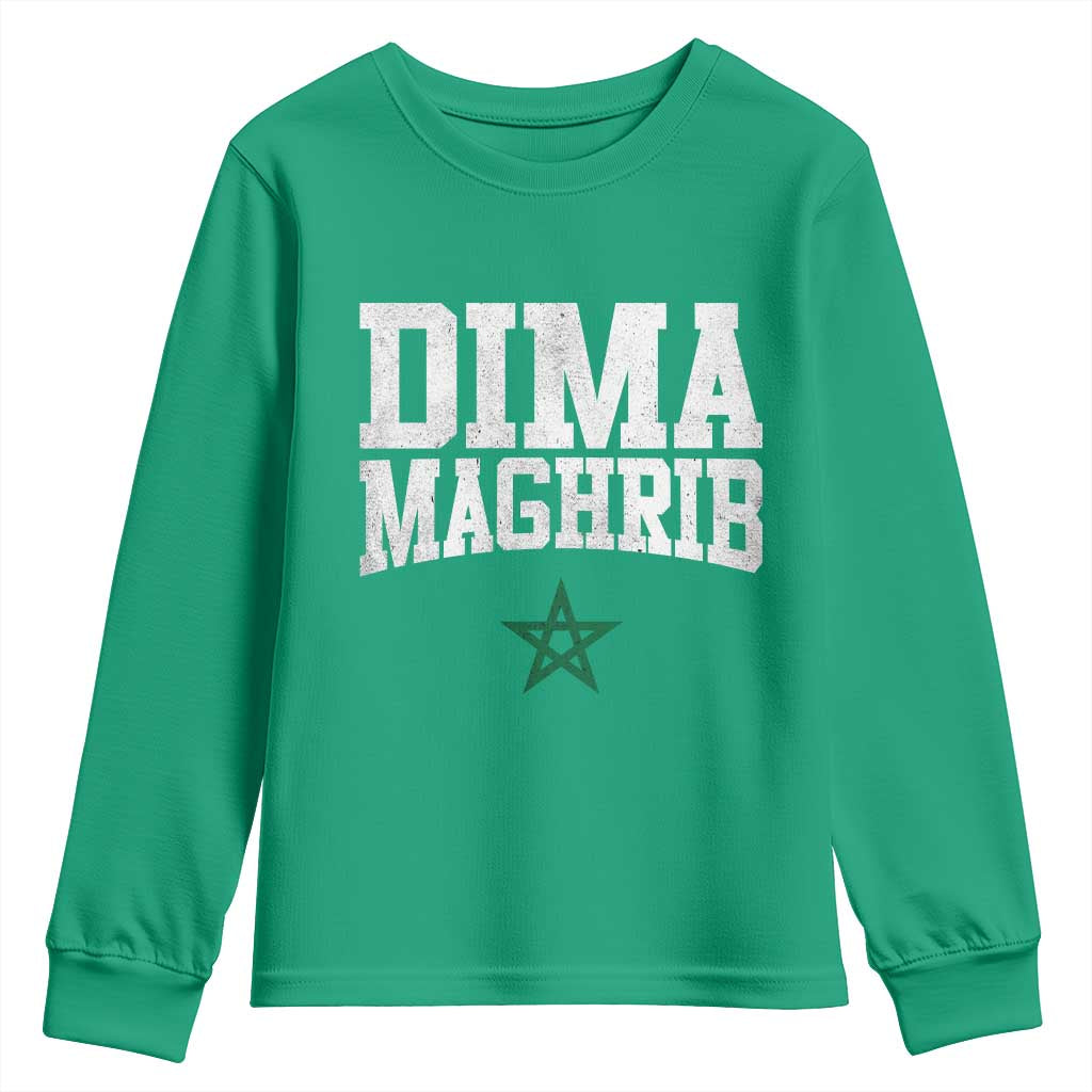 Moroccan Dima Maghrib Flag of Morocco Vintage Green Star Patriotic Youth Sweatshirt