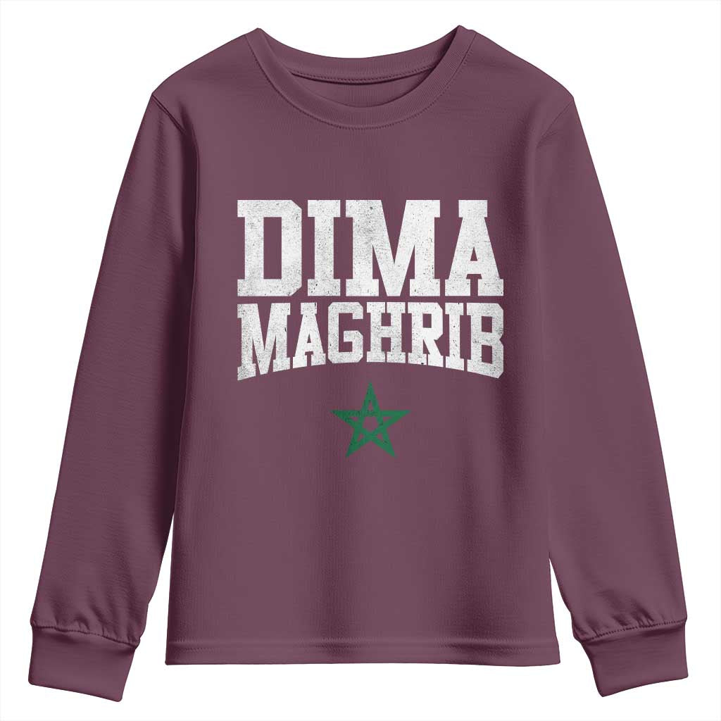 Moroccan Dima Maghrib Flag of Morocco Vintage Green Star Patriotic Youth Sweatshirt