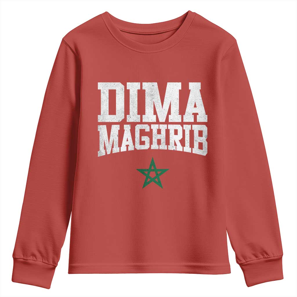 Moroccan Dima Maghrib Flag of Morocco Vintage Green Star Patriotic Youth Sweatshirt