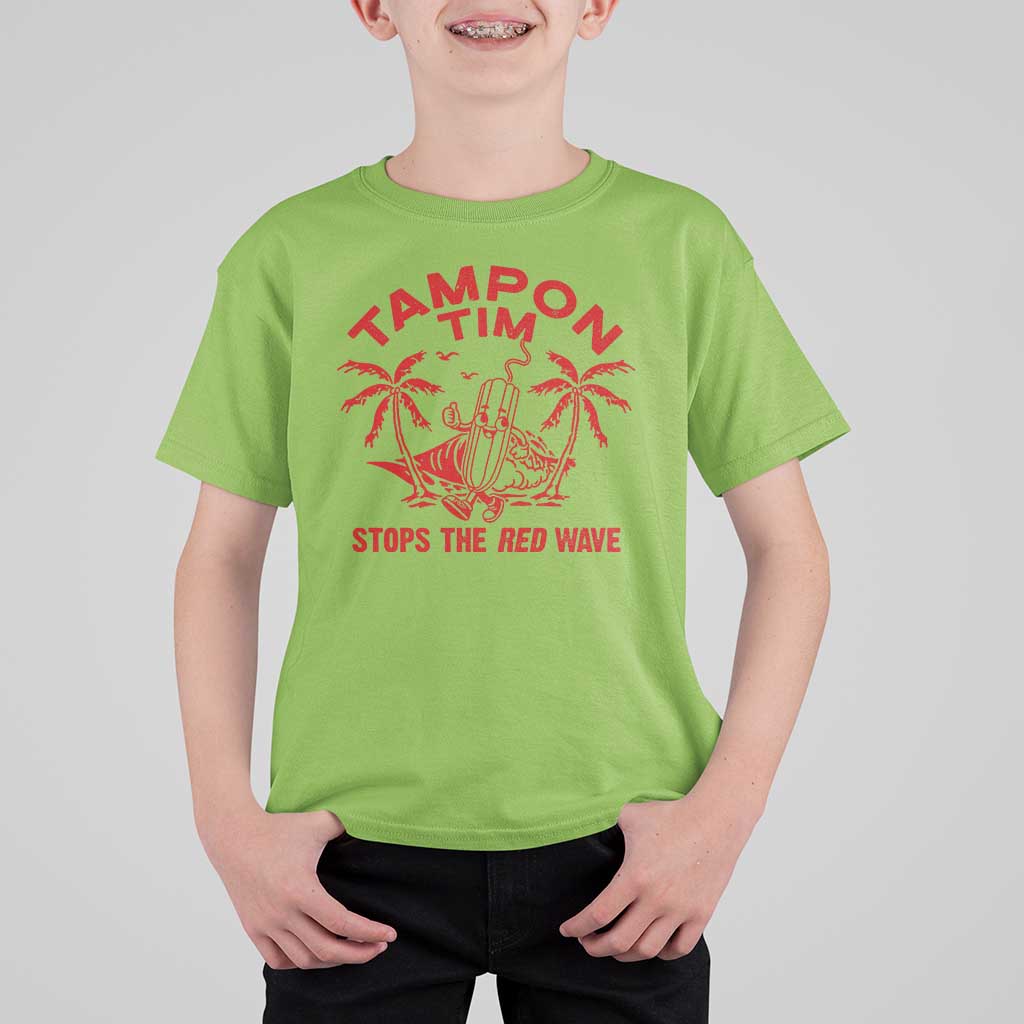 Funny Walz T Shirt For Kid Tampon Tim Stops The Red Wave Coconut Tree - Wonder Print Shop