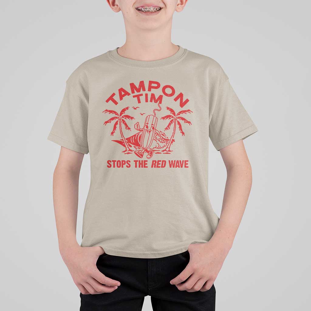 Funny Walz T Shirt For Kid Tampon Tim Stops The Red Wave Coconut Tree - Wonder Print Shop