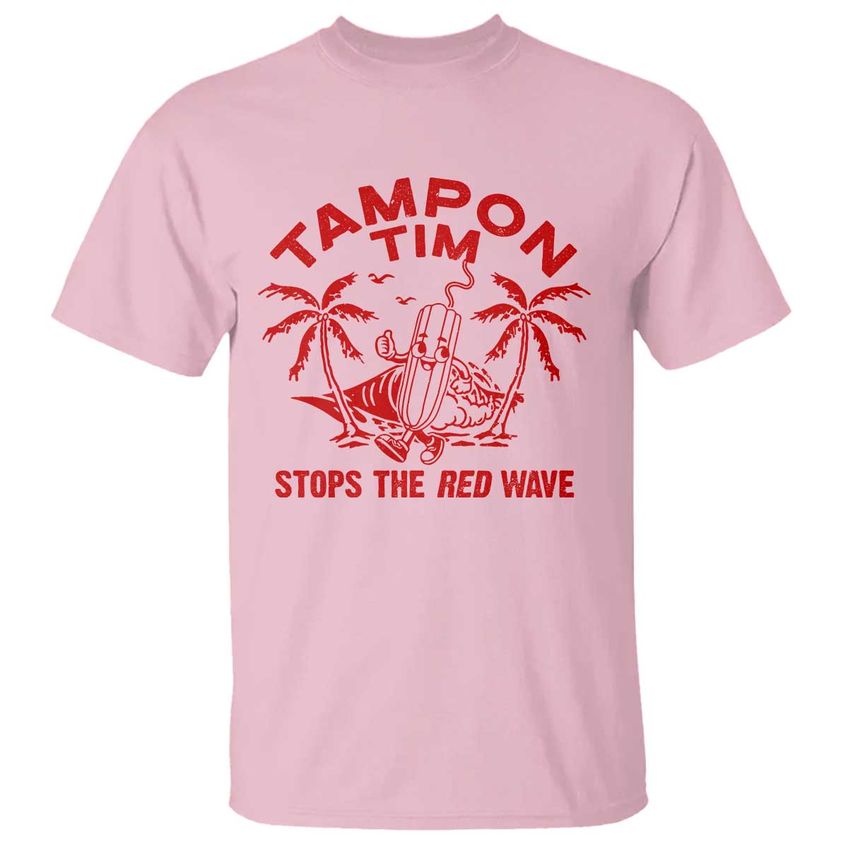 Funny Walz T Shirt Tampon Tim Stops The Red Wave Coconut Tree - Wonder Print Shop