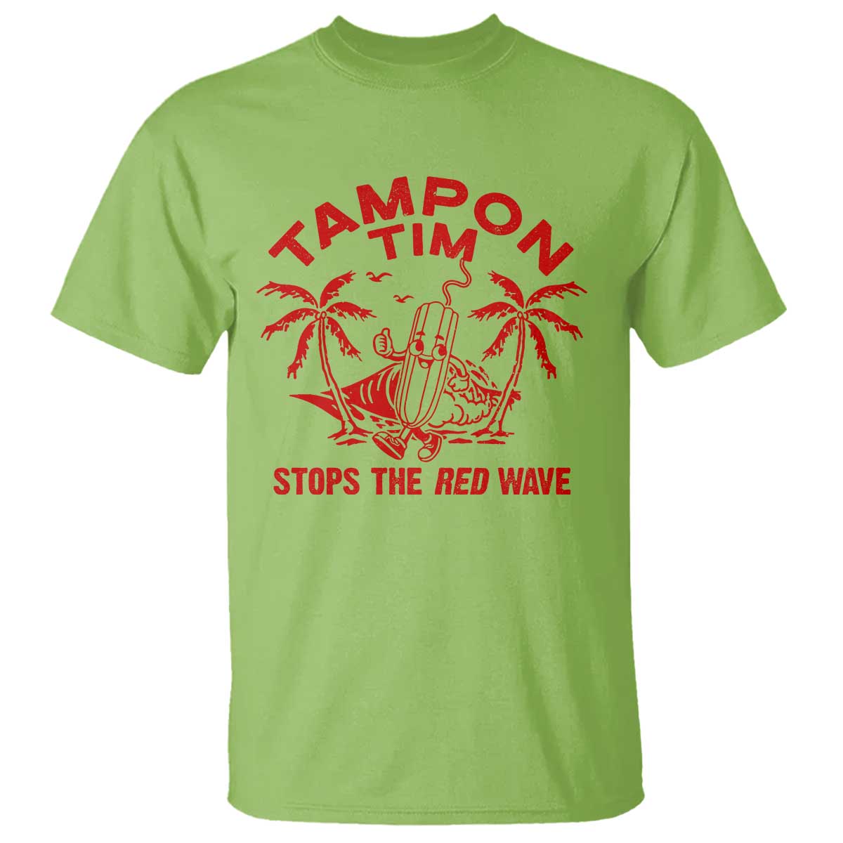 Funny Walz T Shirt Tampon Tim Stops The Red Wave Coconut Tree - Wonder Print Shop