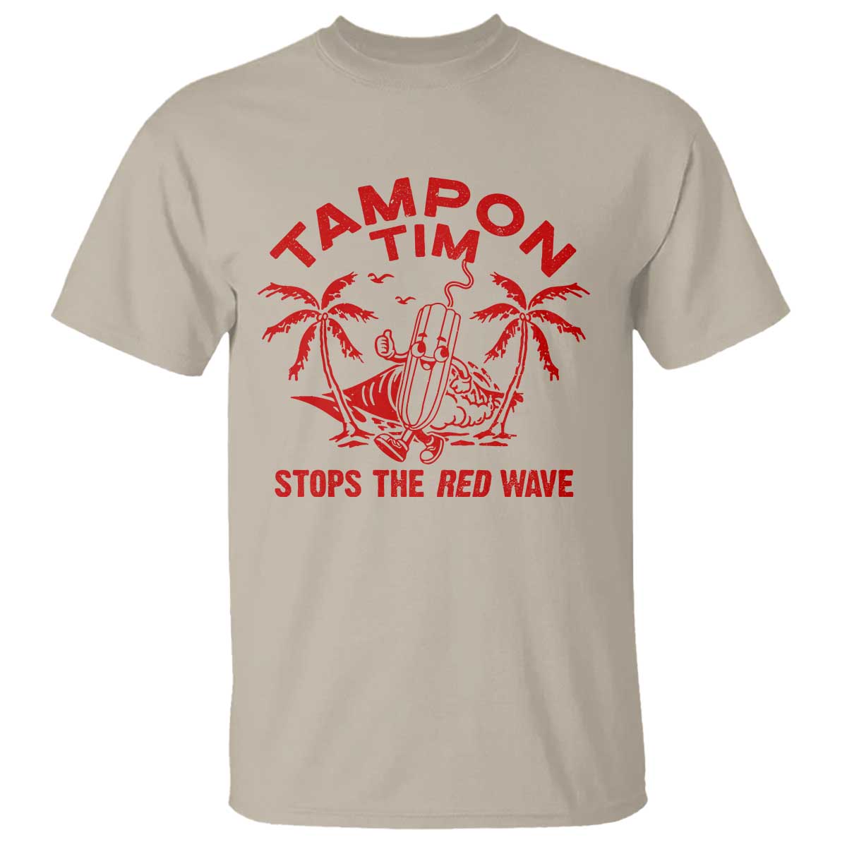 Funny Walz T Shirt Tampon Tim Stops The Red Wave Coconut Tree - Wonder Print Shop