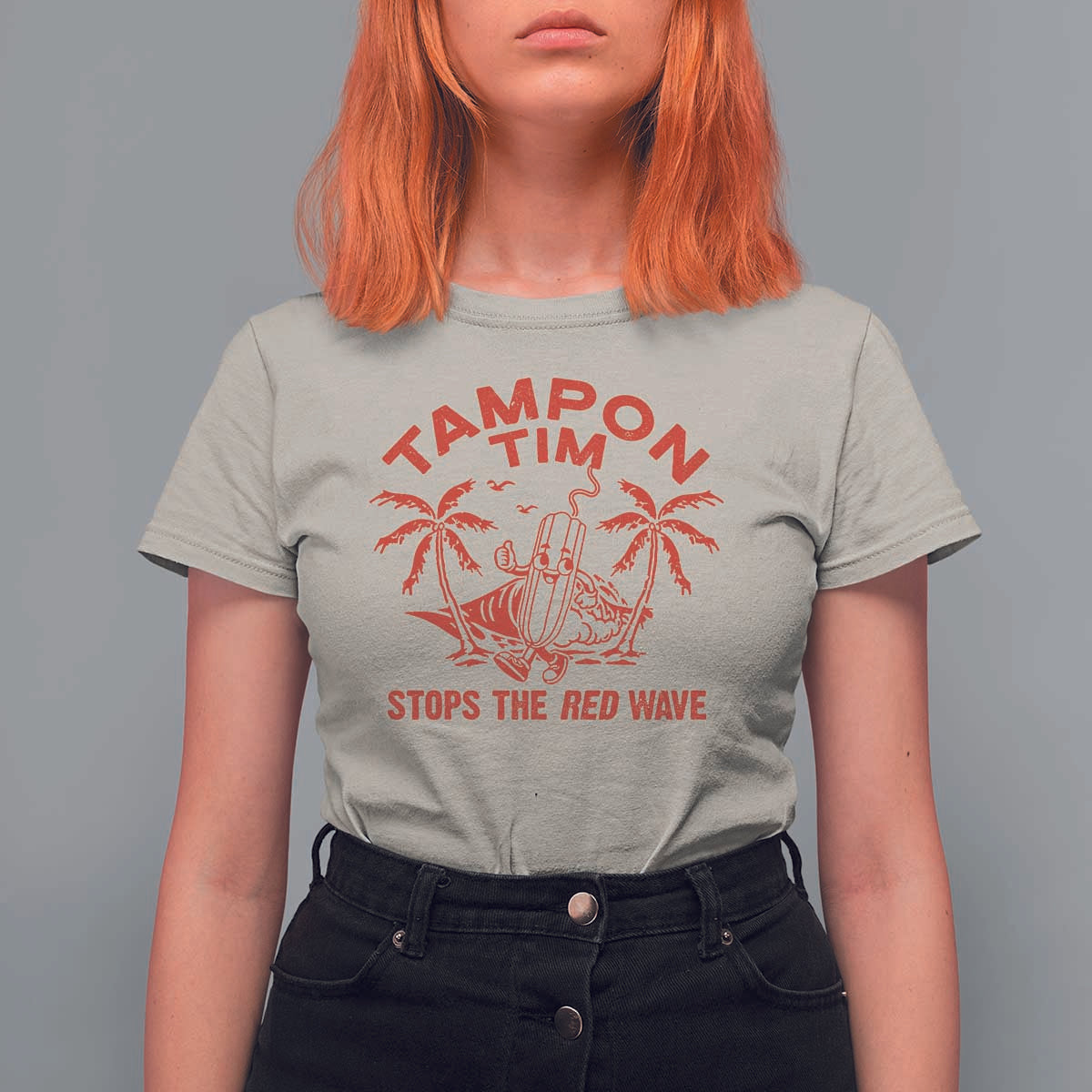 Funny Walz T Shirt For Women Tampon Tim Stops The Red Wave Coconut Tree - Wonder Print Shop