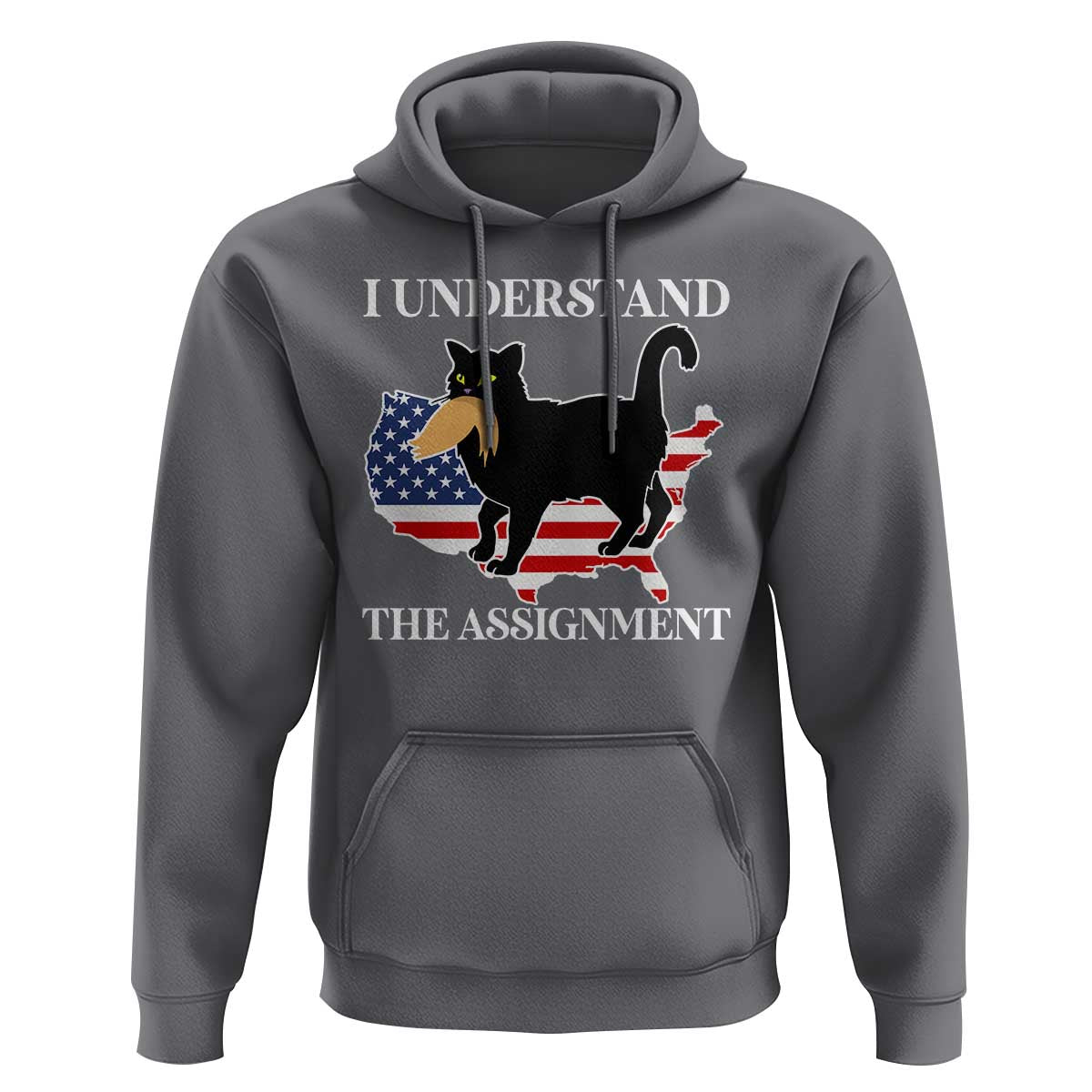 Funny Harris Supporter Hoodie I Understand The Assignment Black Cat American Flag - Wonder Print Shop