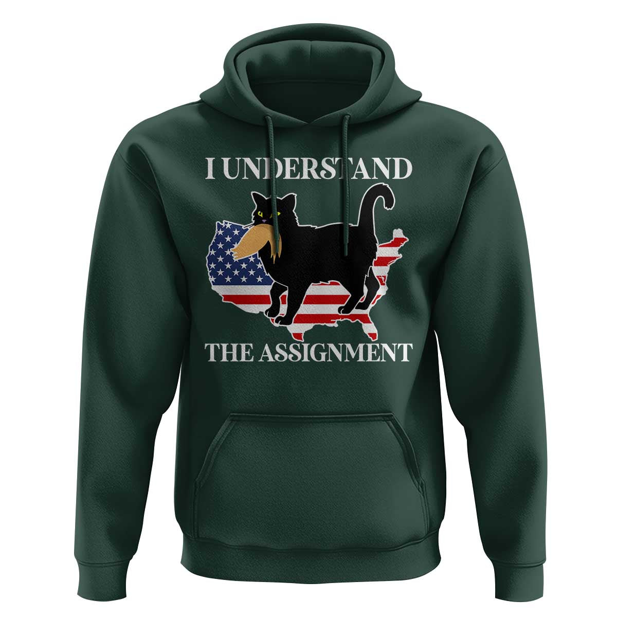 Funny Harris Supporter Hoodie I Understand The Assignment Black Cat American Flag - Wonder Print Shop