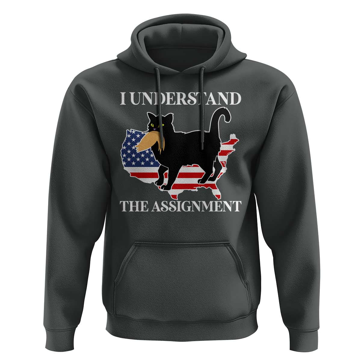 Funny Harris Supporter Hoodie I Understand The Assignment Black Cat American Flag - Wonder Print Shop