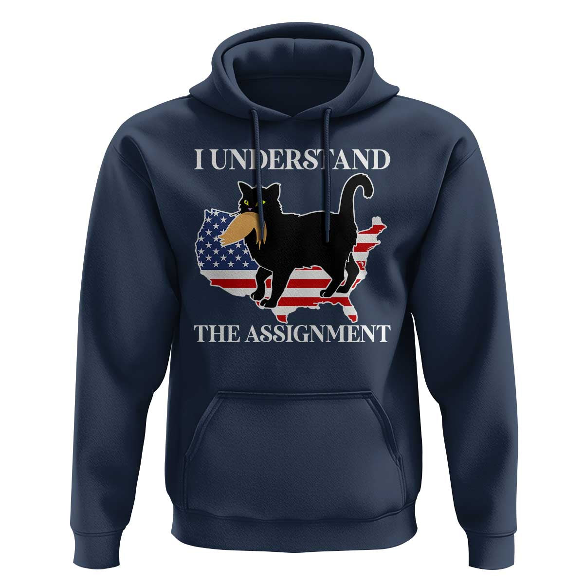 Funny Harris Supporter Hoodie I Understand The Assignment Black Cat American Flag - Wonder Print Shop